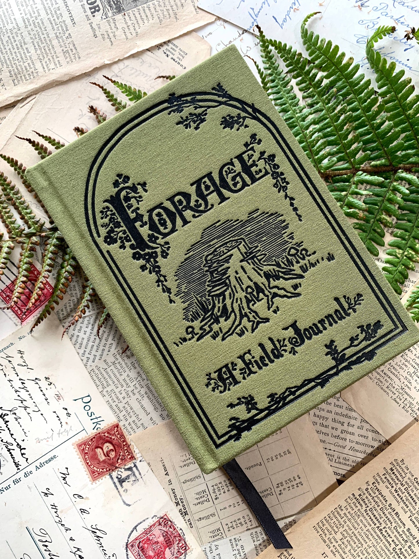 GREEN Foraging A6 field journal, 120gsm white paper