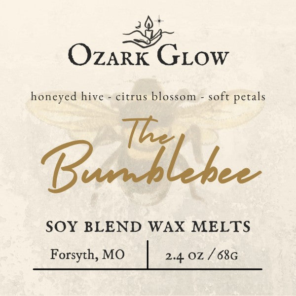 Ozark Glow The Bumblebee soy wax melts with notes of mandarin, citrus blossom, and summer sweetness. 2.4 oz.